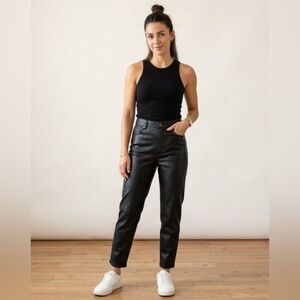 Zara Black Straight-Leg Faux Leather Pants